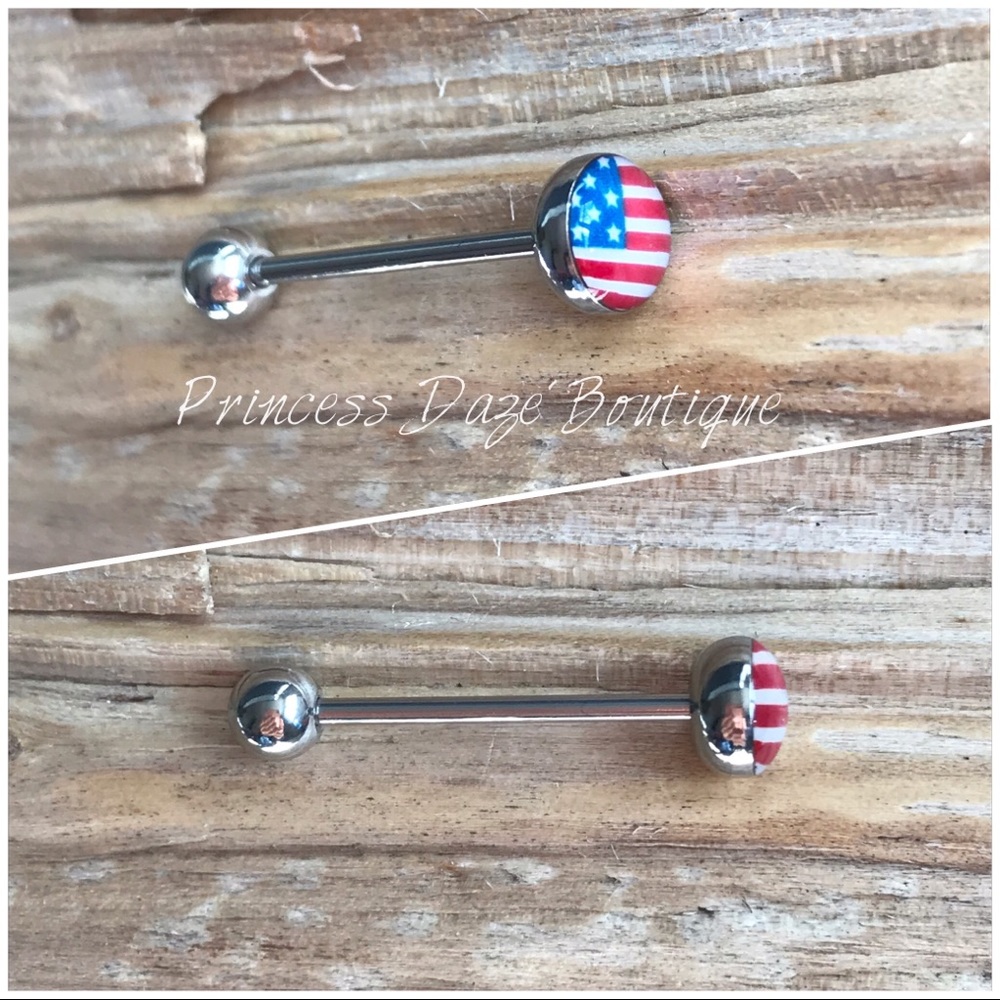 American Flag Tongue Ring